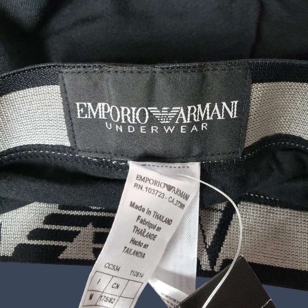 Emporio Armani Mens Modal Briefs  Stylish Logo Waistband Black/Beige Medium - Picture 4 of 9